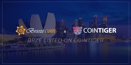 Construction Expert Breezecoin (BRZE) Expands Further, Listed on CoinTiger Crypto Exchange