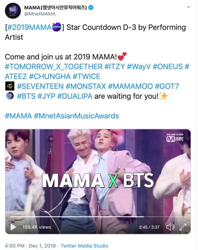 Get ready for 2019 MAMA across the world with Twitter