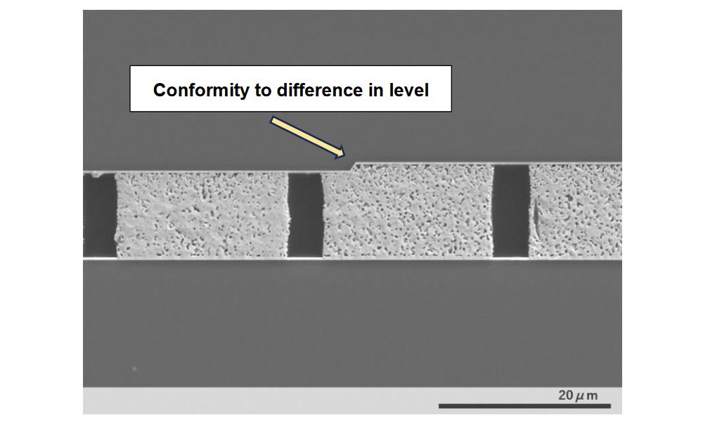 Figure 2. AuRoFUSE™ preform SEM image showing absorption of unevenness during bonding
