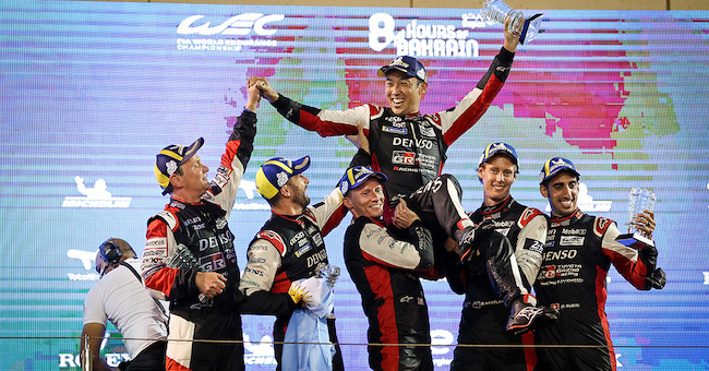 Celebrations for Toyota Gazoo Racing in Bahrain