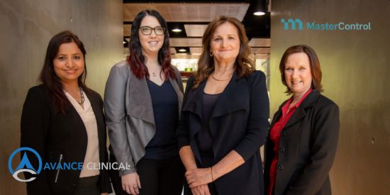 L-R: Priyanka Chamoli, Director Quality Assurance, Emma Woolman, Senior Compliance and Training Officer, Yvonne Lungershausen, Avance Clinical's CEO, and Lisa Eglinton, Director Compliance and Training.