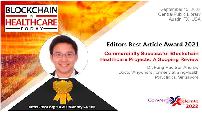 Blockchain in Healthcare Today Journal Announces 2021 Best Article Award