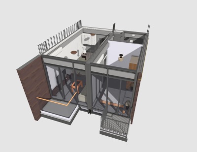 BIM model of a "5-face module 2-bedroom unit" built with concrete MiC developed by Chun Wo and P&T