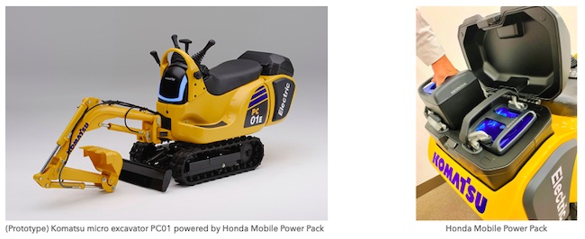 Honda and Komatsu Announce the Start of Joint Development of Micro Excavators Powered by Swappable Batteries