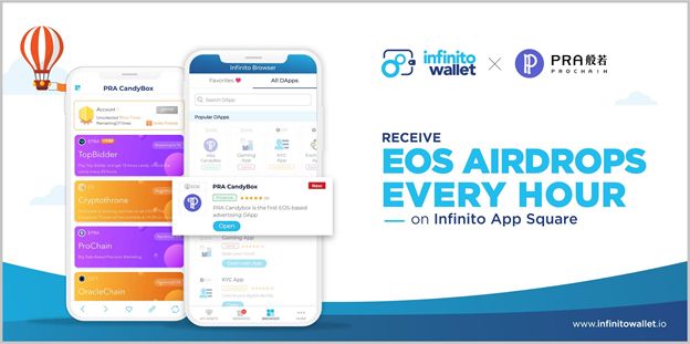 Get EOS Airdrop Token Every Hour is now Possible on Infinito App Square  with PRA CandyBox! - Asia Blockchain Review - Gateway to Blockchain in Asia