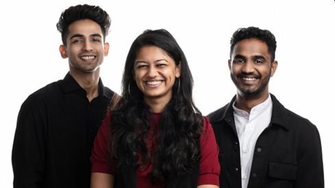 Pyxis One / Pixis founders, from left, Shubham A. Mishra, Vrushali Prasade and Hari Valiyath
