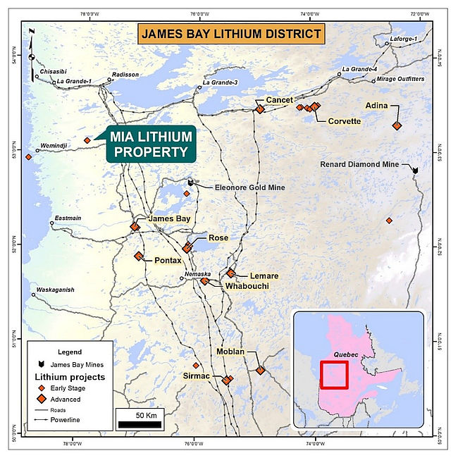 Queensland Gold Hills Announces Acquisition of Mia Lithium Project in Quebec Hosting 8km Spodumene-Pegmatite Trend and Concurrent Private Placement Financing