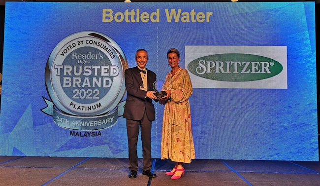 Spritzer wins Platinum Award in Reader's Digest Trusted Brands 2022