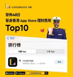 Longbridge長橋發佈48日 晉身蘋果香港App Store理財應用Top10