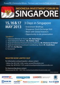 Indonesia Investment Forum (IIF) to be Held 15-17 May in Singapore