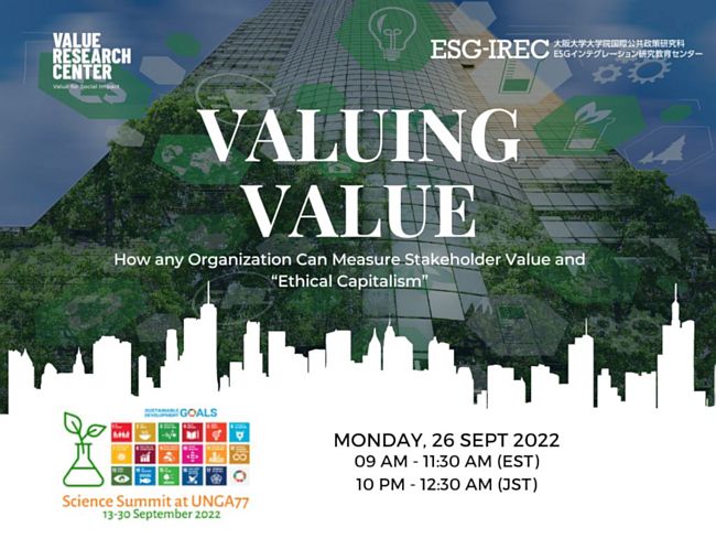 Value Research Center 'Valuing Value' - Science Summit at UNGA77